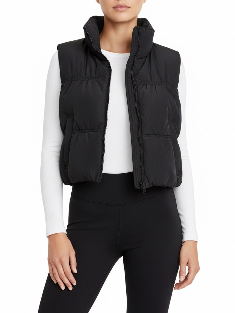 H&M Black Cropped Puffer Vest
